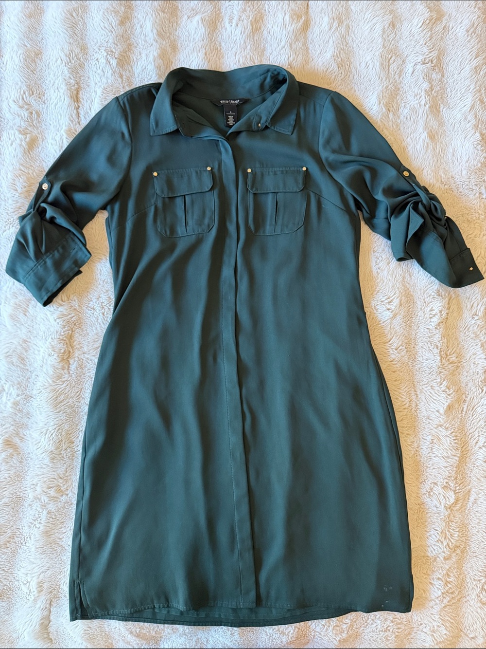 White House Black Market Dark Teal Shirt Midi Dress